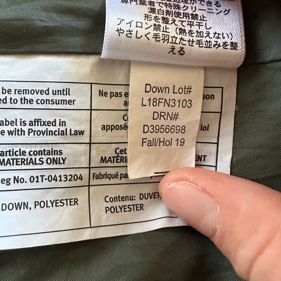 Eddie Bauer winter knee length down jacket, size small, green - Picture 5 of 7